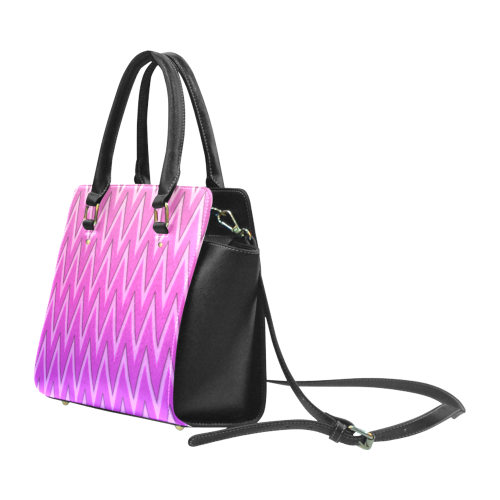 Pink/Fuchsia 3-D Chevrons Classic Shoulder Handbag (Model 1653)