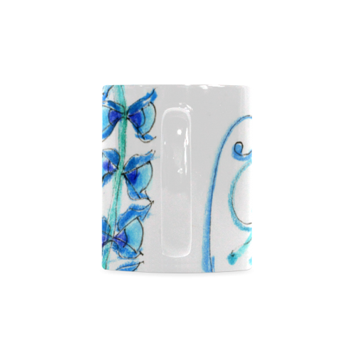 Dancing Aqua Blue Vines, Flowers Zendoodle Garden White Mug(11OZ)