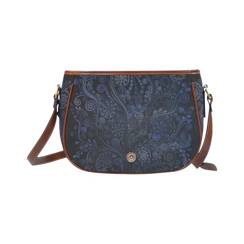 Ornamental Blue on Gray Saddle Bag/Large (Model 1649)