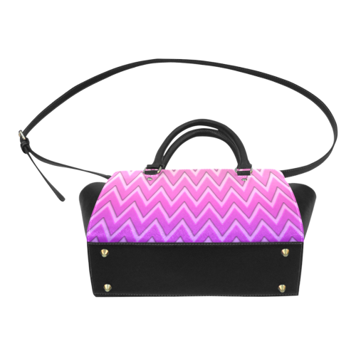 Pink/Fuchsia 3-D Chevrons Classic Shoulder Handbag (Model 1653)
