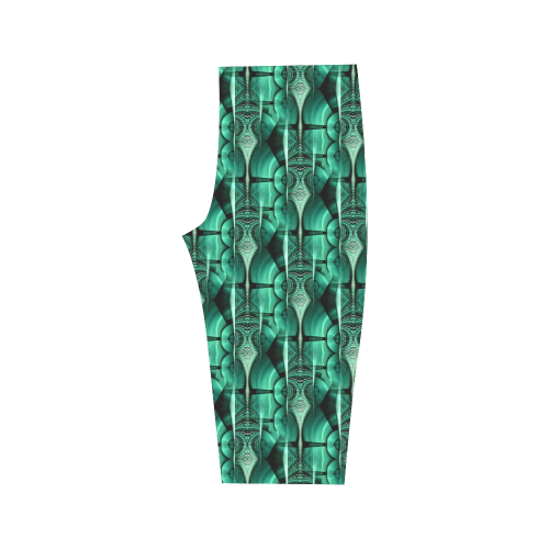 3D Kaleidoscope MOSAIC pattern - ocean green Hestia Cropped Leggings (Model L03)