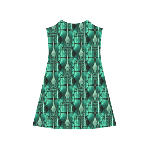 3D Kaleidoscope MOSAIC pattern - ocean green Alcestis Slip Dress (Model D05)