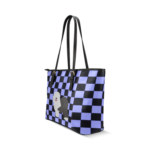 checkerboard Whimzy Leather Tote Bag/Small (Model 1640)