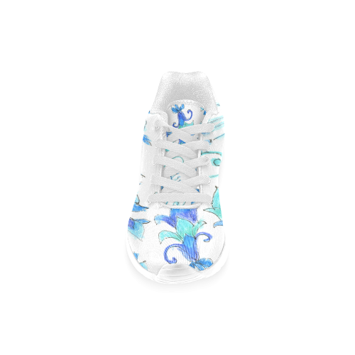 Dancing Aqua Blue Vines, Flowers Zendoodle Garden Women’s Running Shoes (Model 020)