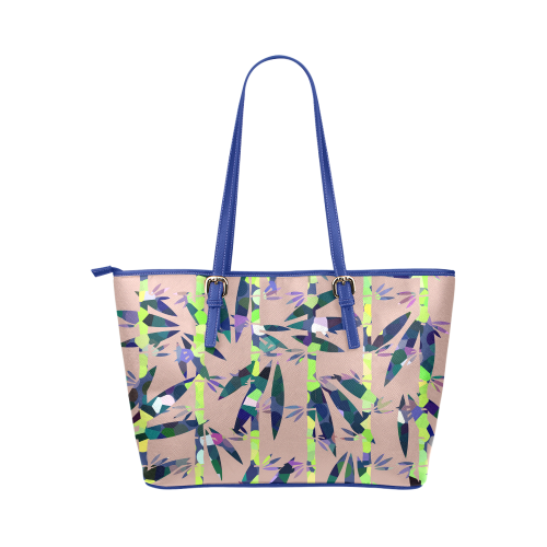 Bamboo Leaves Leather Tote Bag/Small (Model 1651)