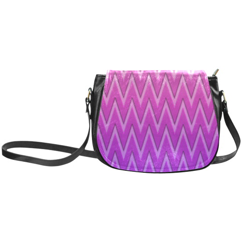 Pink/Fuchsia 3-D Chevrons Classic Saddle Bag/Large (Model 1648)