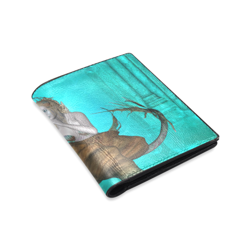 Beautiful mermaid with cute dolphin Men's Leather Wallet (Model 1612)