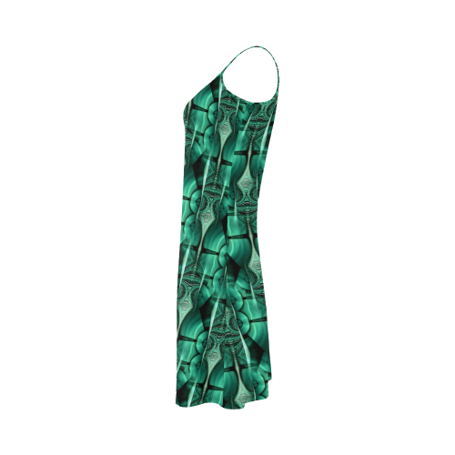 3D Kaleidoscope MOSAIC pattern - ocean green Alcestis Slip Dress (Model D05)