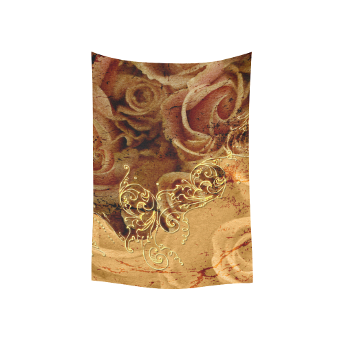 Wonderful vintage design with roses Cotton Linen Wall Tapestry 40"x 60"