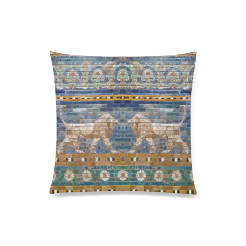 Two Lions And Daisis Mosaic Custom Zippered Pillow Case 20"x20"(Twin Sides)