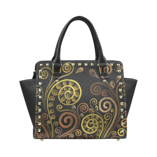 Orange spirals Rivet Shoulder Handbag (Model 1645)
