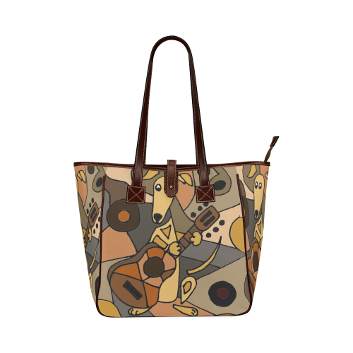 Cool Funny Greyhound Dog Playing Guitar Abstract Classic Tote Bag (Model 1644)