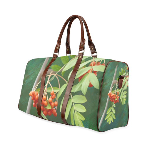 Watercolor Rowan tree - Sorbus aucuparia Waterproof Travel Bag/Small (Model 1639)