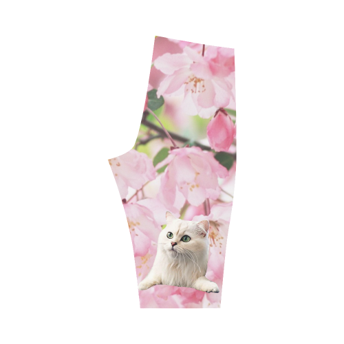 Cat and Flowers Hestia Cropped Leggings (Model L03)