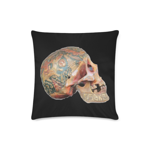 Colored Human Skull Custom Zippered Pillow Case 16"x16"(Twin Sides)