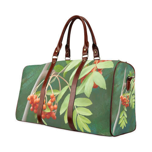 Watercolor Rowan tree - Sorbus aucuparia Waterproof Travel Bag/Small (Model 1639)