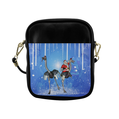 Funny ostrich with Santa Claus Sling Bag (Model 1627)