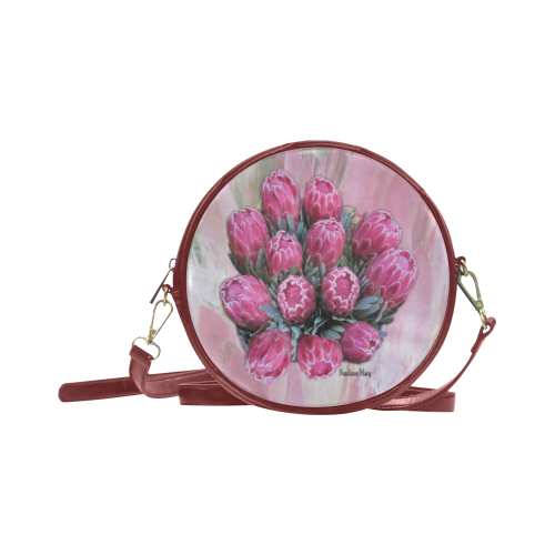 pink ice protea Round Sling Bag (Model 1647)