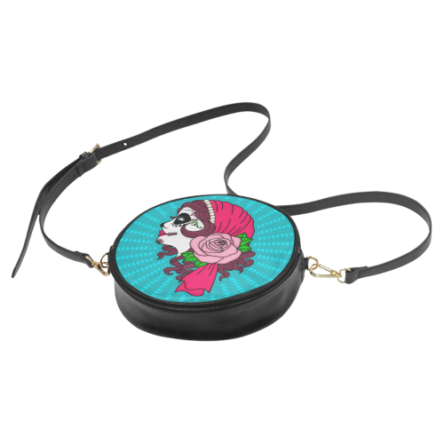 Gypsy Woman Tattoo Sugar Skull by ArtformDesigns Round Sling Bag (Model 1647)