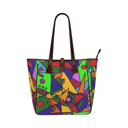 Funny Rooster Playing Guitar Abstract Classic Tote Bag (Model 1644)