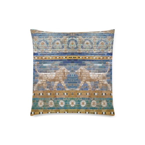 Two Lions And Daisis Mosaic Custom Zippered Pillow Case 18"x18"(Twin Sides)