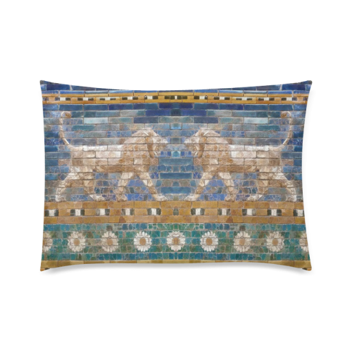 Two Lions And Daisis Mosaic Custom Zippered Pillow Case 20"x30"(Twin Sides)