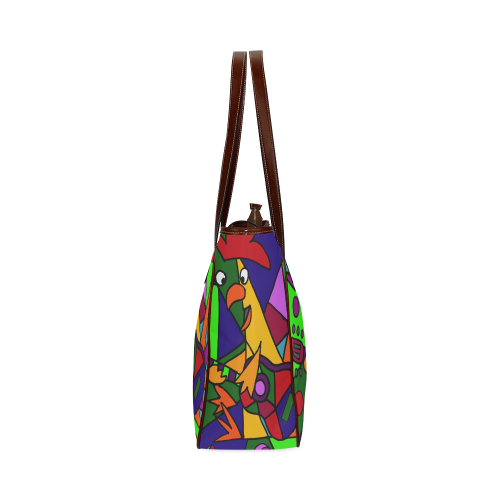 Funny Rooster Playing Guitar Abstract Classic Tote Bag (Model 1644)