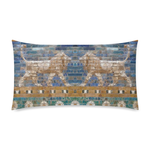 Two Lions And Daisis Mosaic Rectangle Pillow Case 20"x36"(Twin Sides)