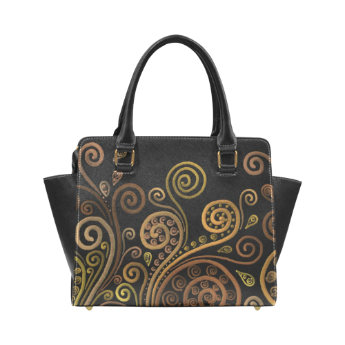 Orange spirals Rivet Shoulder Handbag (Model 1645)