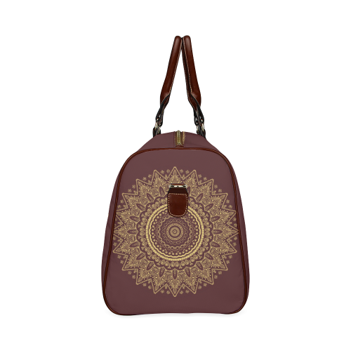 Mandala Gold and Red Waterproof Travel Bag/Large (Model 1639)