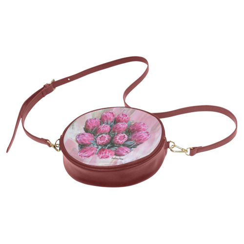 pink ice protea Round Sling Bag (Model 1647)