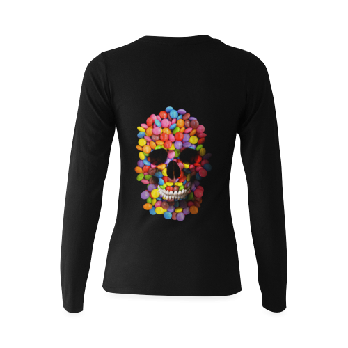 Halloween Candy Sugar Skull Sunny Women's T-shirt (long-sleeve) (Model T07)