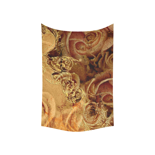 Wonderful vintage design with roses Cotton Linen Wall Tapestry 60"x 40"