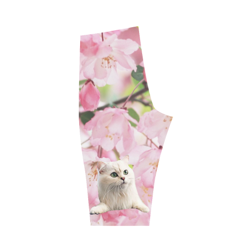 Cat and Flowers Hestia Cropped Leggings (Model L03)