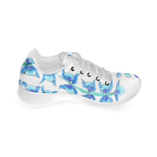 Dancing Aqua Blue Vines, Flowers Zendoodle Garden Women’s Running Shoes (Model 020)