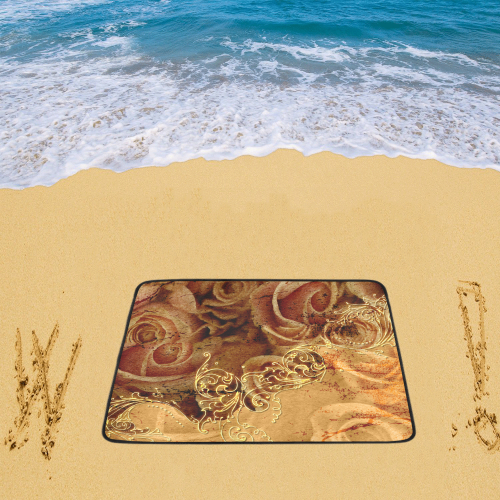 Wonderful vintage design with roses Beach Mat 78"x 60"