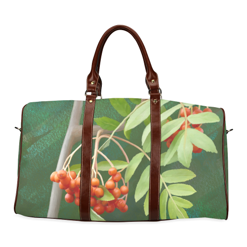 Watercolor Rowan tree - Sorbus aucuparia Waterproof Travel Bag/Small (Model 1639)