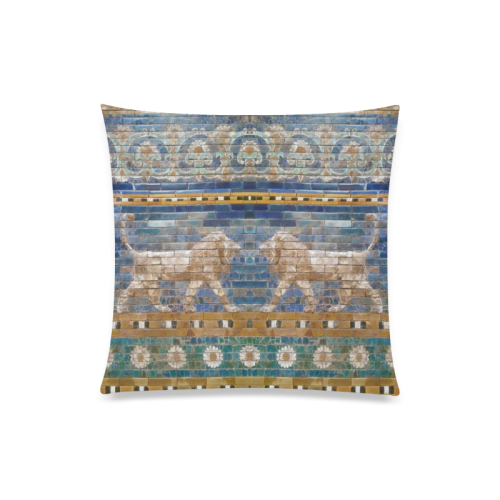 Two Lions And Daisis Mosaic Custom Zippered Pillow Case 20"x20"(Twin Sides)