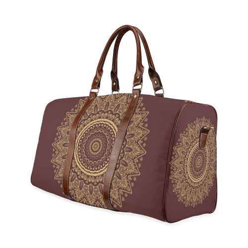 Mandala Gold and Red Waterproof Travel Bag/Large (Model 1639)