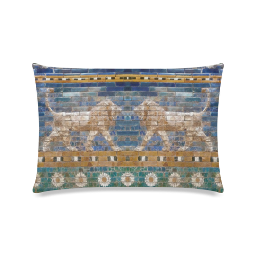 Two Lions And Daisis Mosaic Custom Zippered Pillow Case 16"x24"(Twin Sides)