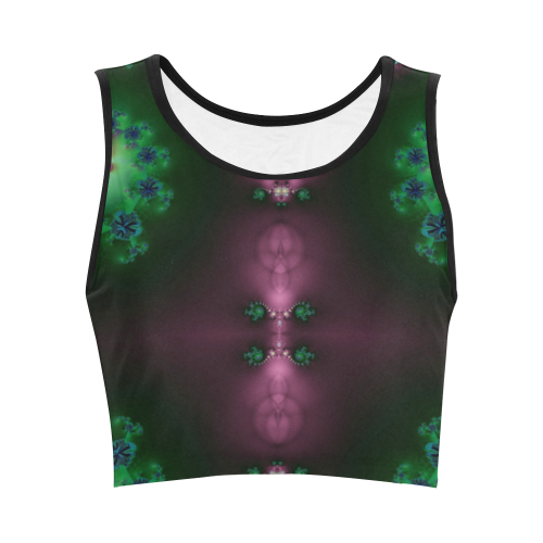 Fractal Galaxies in the Night Sky Abstract Women's Crop Top (Model T42)