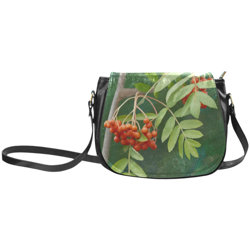 Watercolor Rowan tree - Sorbus aucuparia Classic Saddle Bag/Small (Model 1648)