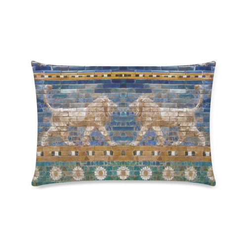 Two Lions And Daisis Mosaic Custom Zippered Pillow Case 16"x24"(Twin Sides)