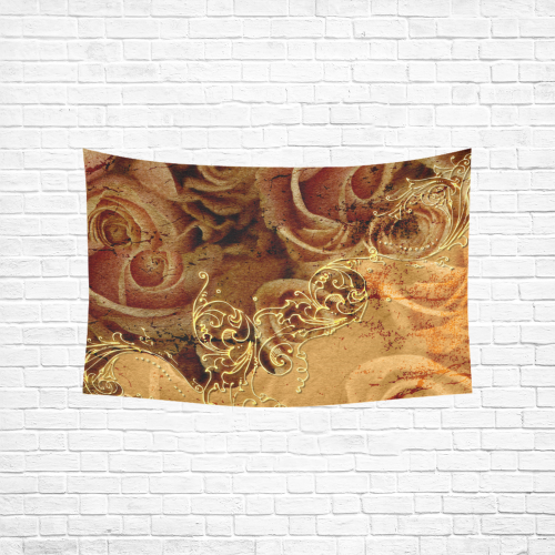 Wonderful vintage design with roses Cotton Linen Wall Tapestry 60"x 40"