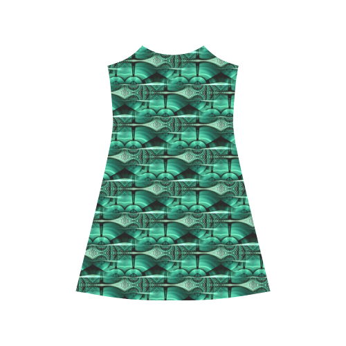 3D Kaleidoscope MOSAIC pattern - ocean green Alcestis Slip Dress (Model D05)