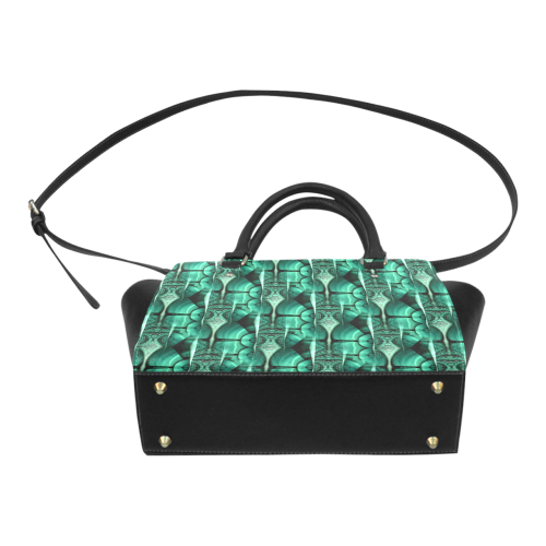 3D Kaleidoscope MOSAIC pattern - ocean green Classic Shoulder Handbag (Model 1653)