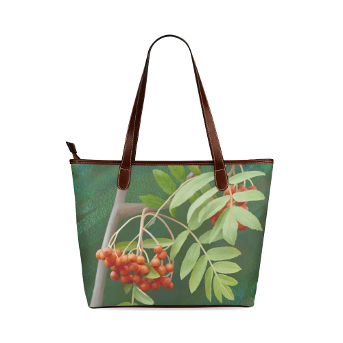 Watercolor Rowan tree - Sorbus aucuparia Shoulder Tote Bag (Model 1646)