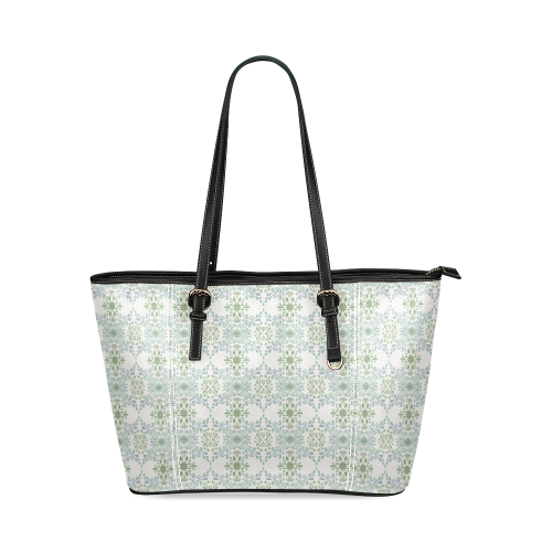 Blue and Green pattern Leather Tote Bag/Large (Model 1640)