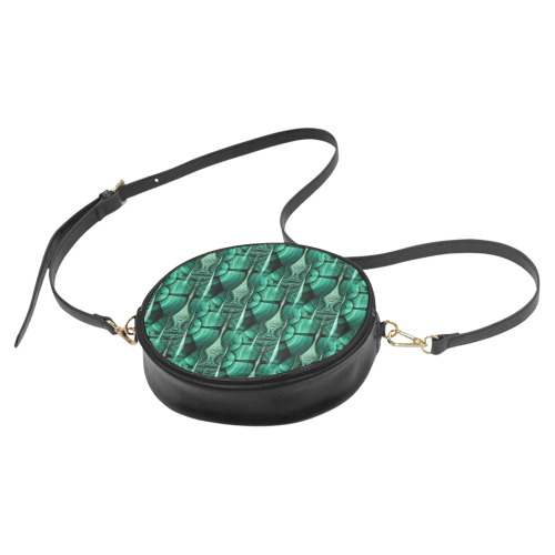 3D Kaleidoscope MOSAIC pattern - ocean green Round Sling Bag (Model 1647)