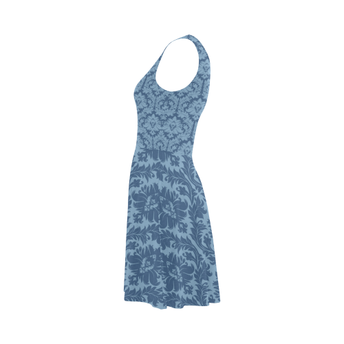 autumn fall colors blue damask pattern Atalanta Sundress (Model D04)